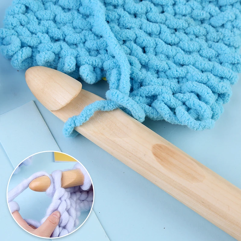 15/20/25mm Wood Crochet Hook Set DIY Knitting Needles Handle Home Knitting  Weave Yarn Crafts Household Knitting Tools