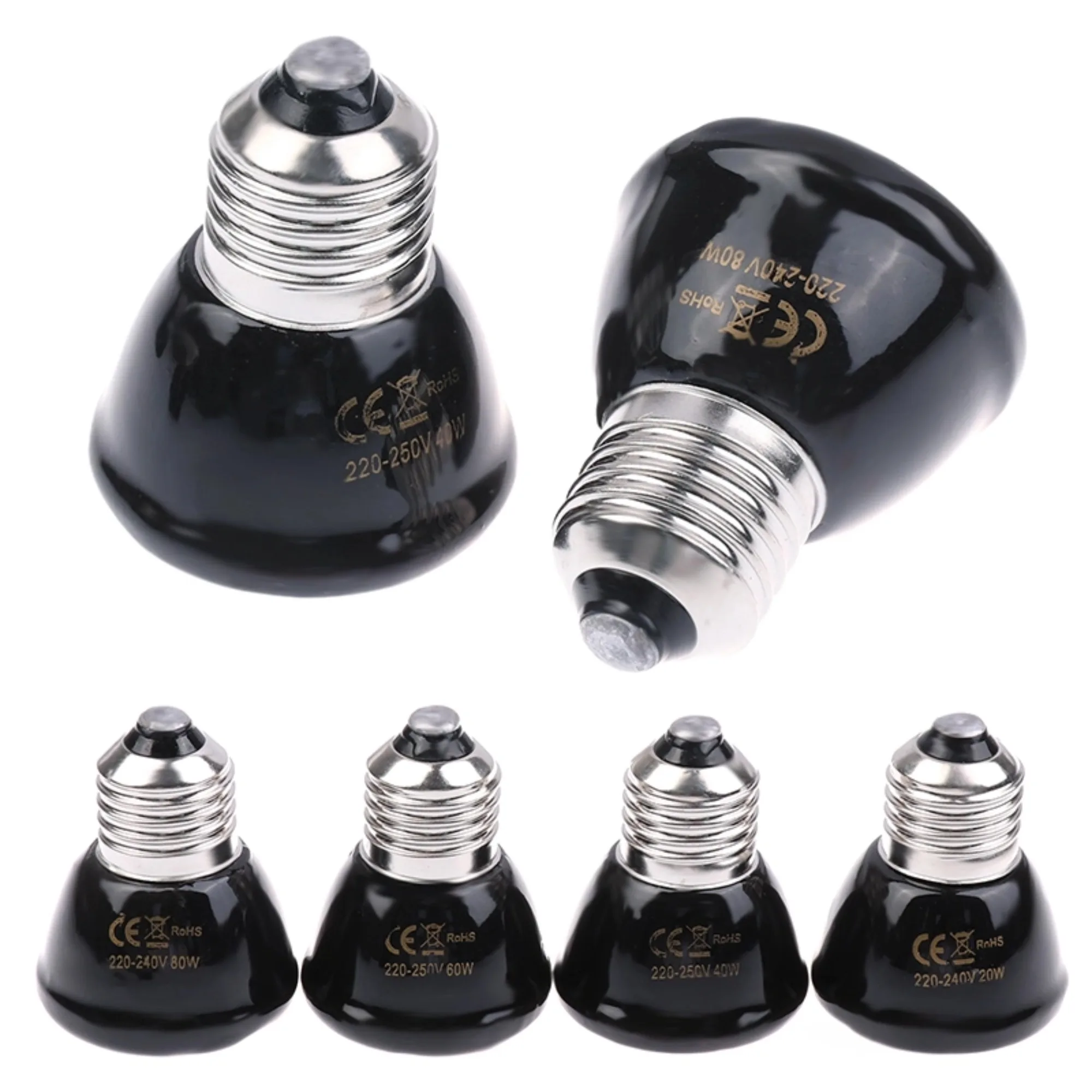 Pet Heating Lamp 220-240V 20W 40W 60W 80W Far Infrared Heating Lamp Ceramic E27 Pet Warmer Bulb Tortoise Reptile Light Replace