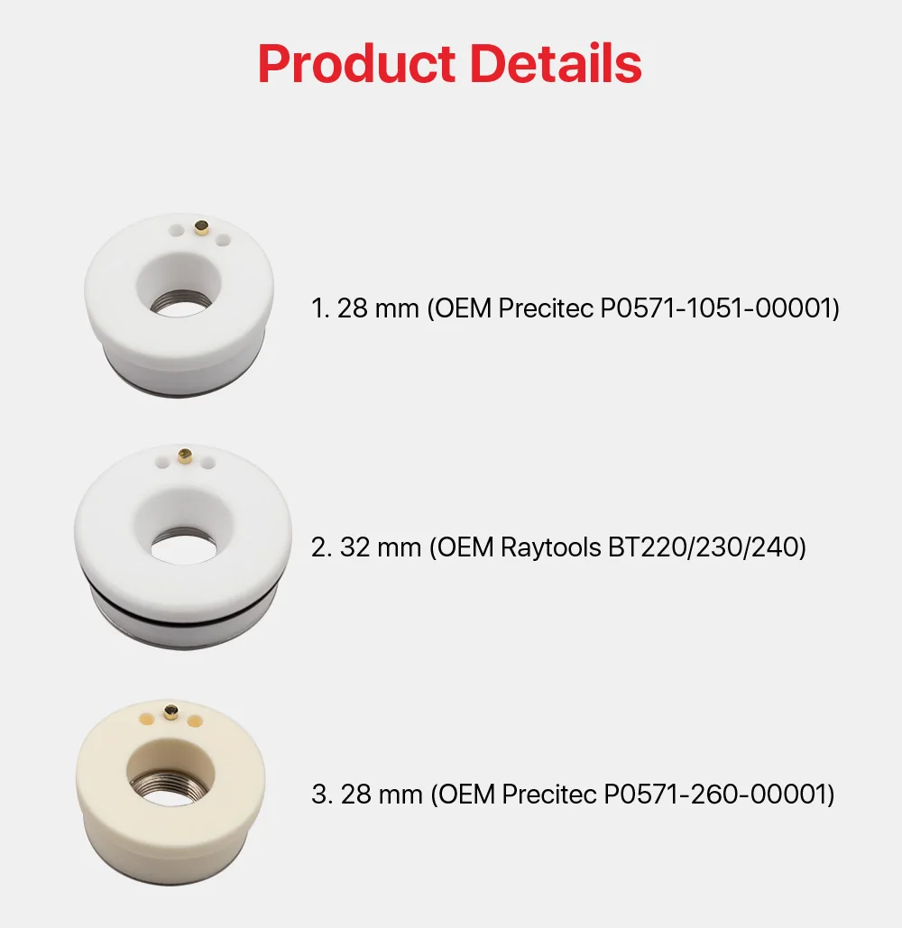 Ultrarayc Keramikringe für Raytools Durchmesser 32 mm 28 mm 24,5 mm P0571-1051-00001 für Precitec Procutter und Lightcutter WSX Hans Head – Detail 4