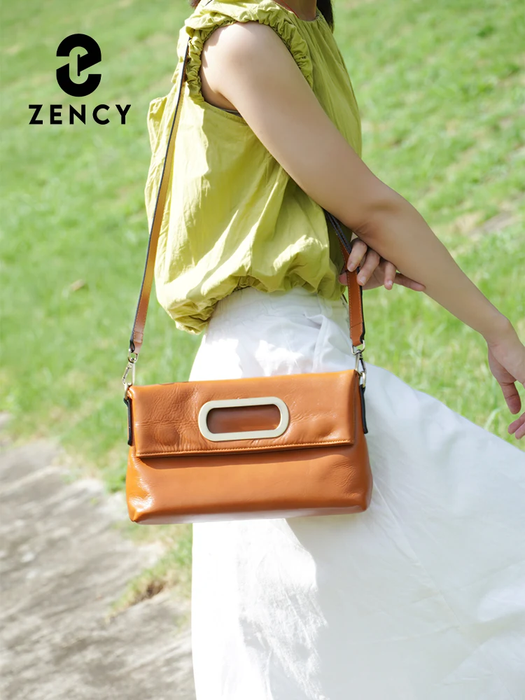 Zency Vintage Genuine Leather Handbag for Women Large Capacity Brown Crossbody Designer Shoulder Bag 2026 Summer Beige Sac Bolsa 3