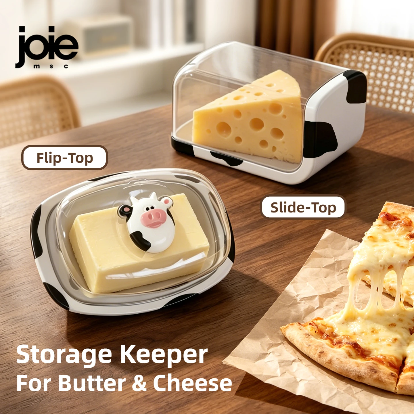 Elegant Joie MooMoo Butter Dish with Lid - Premium Butter and Cheese Storage Container