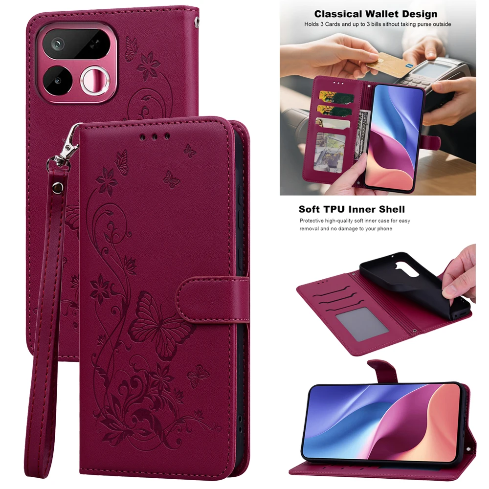 Leather Flip Phone Case - Elegant Book Cover Style