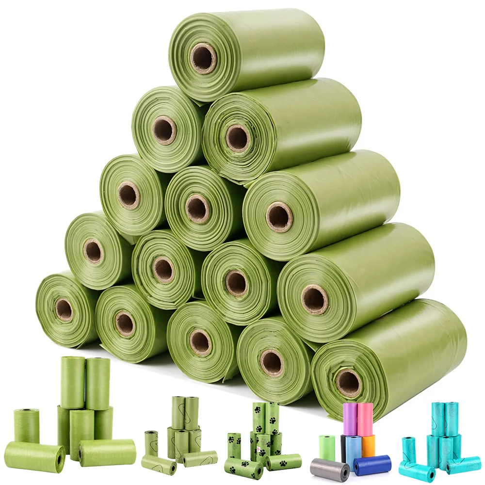 Dog Poop Bag Dog Poop Bag Dispenser 15PCS/ Roll Biodegradable Dog Poop Bags Bulk Biobase Scented Poo Bag Degradable Cat Waste Bags