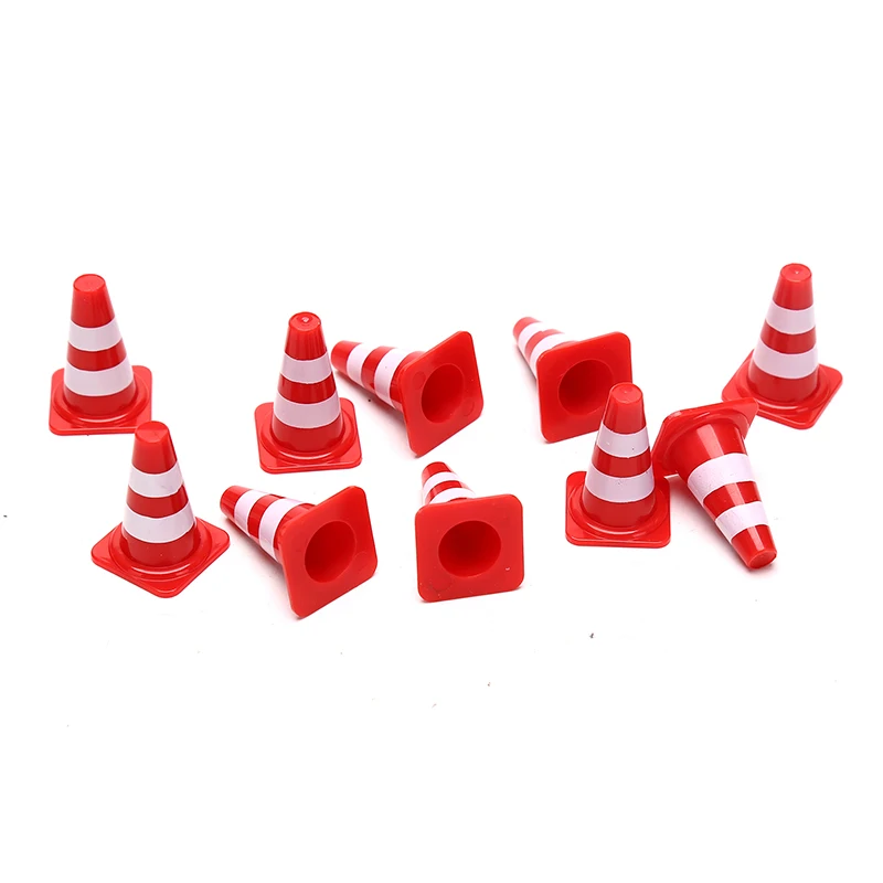 10pcs For Kids Construction Car Theme Party Mini PlasticTraffic Cones Sport Training Roadblock Mini Traffic Signs Roadblock Toy
