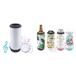 16 Oz Sublimated Blank Bluetooth Speaker Stainless Steel Insulated 4-In-1 Can Refrigerated Beer Holder Easy Install Easy To Use