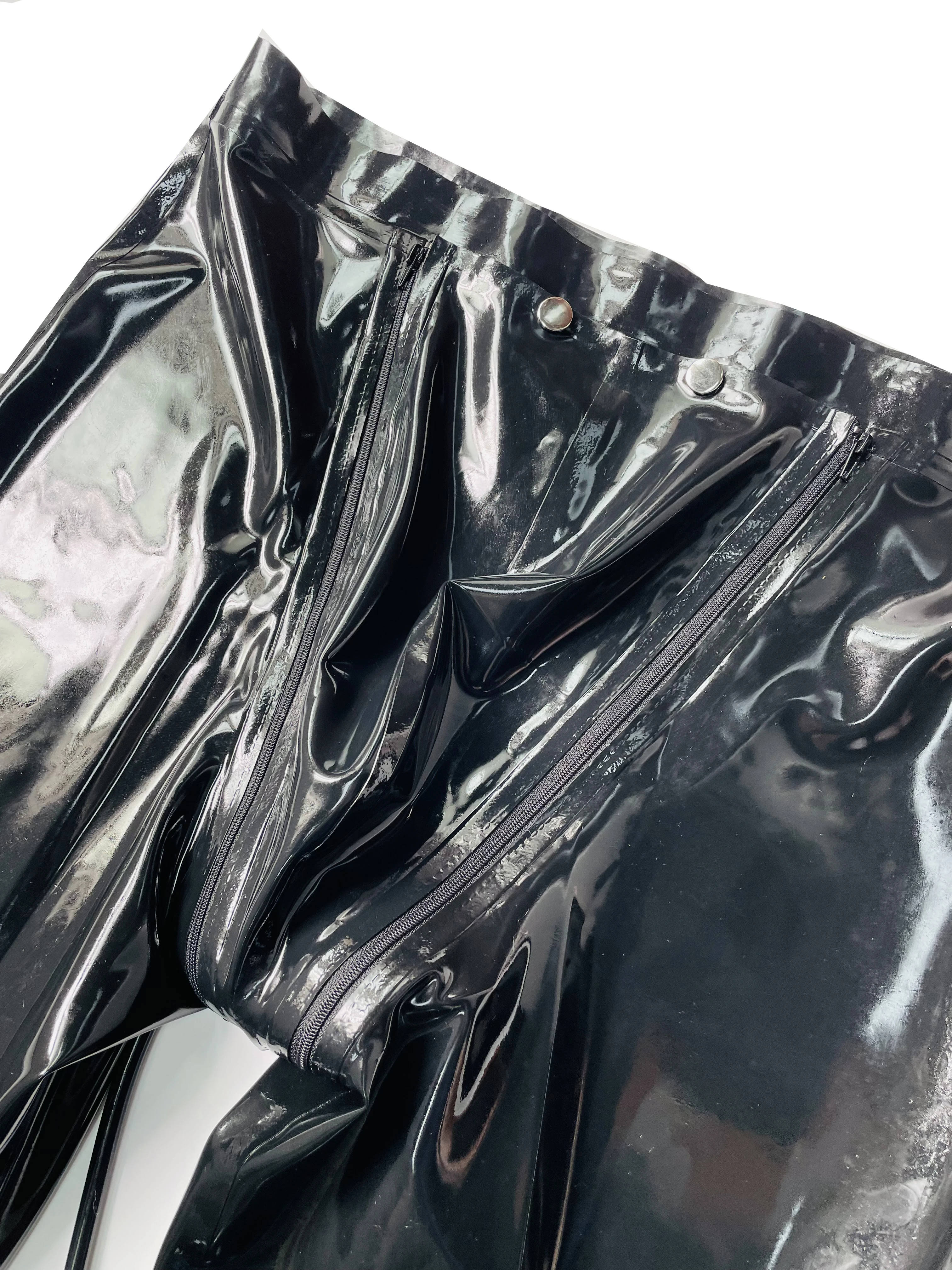 Men latex trousers high waist codpiece and inflatalle anus-gag crotch hole 0.4mm