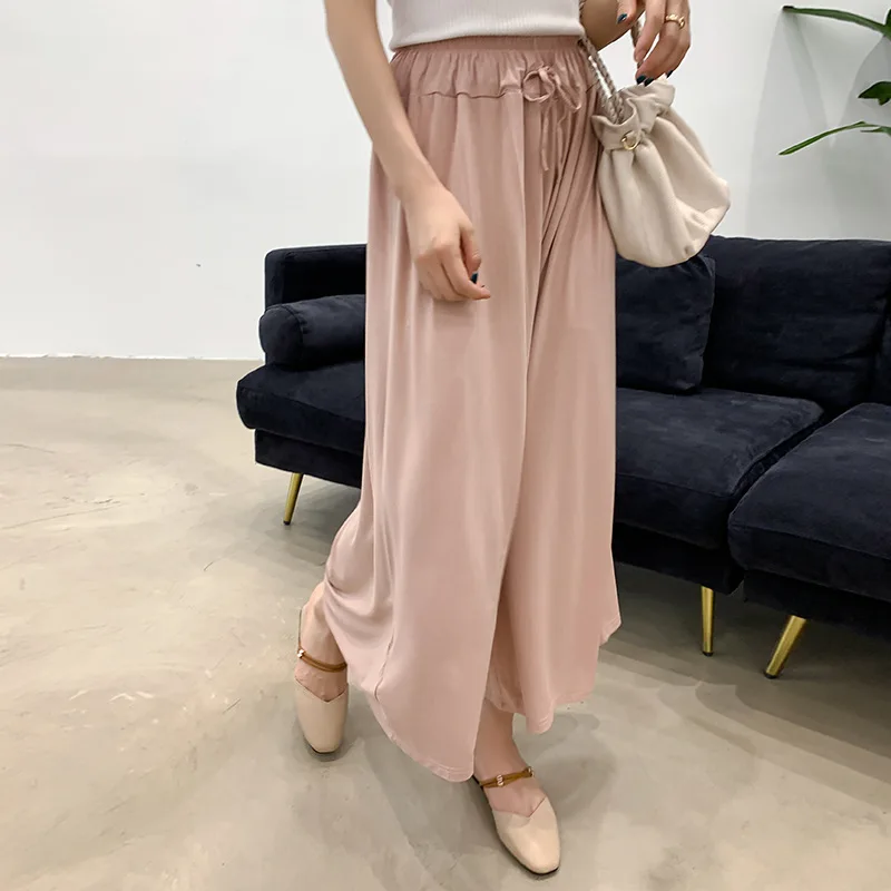 Spring/Autumn New Arrival Women's Loose High-Waist Casual Broadleg Pants with Modal Elastic Waist 9-Minute