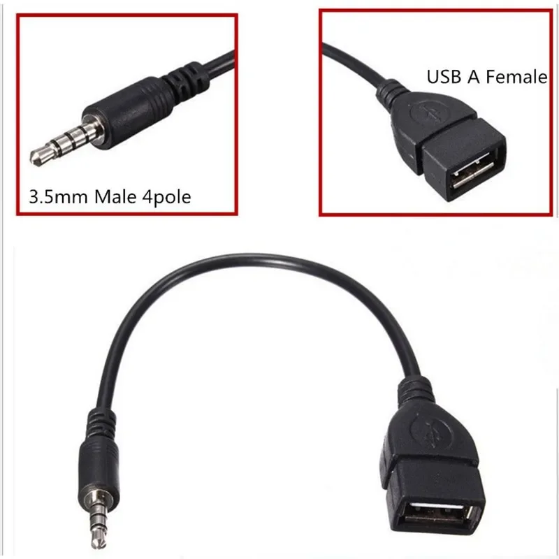 1/2/4/6/8/10Pcs Schwarz Auto Audio Kabel Zu USB Audio Kabel Auto Elektronik für Spielen Musik Auto Audio Kabel USB Kopfhörer Konverter – Detail 8