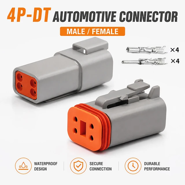 DT06-4S & DT04-4P 4-Pin Deutsch Type DT Series Waterproof Connector - Heavy Duty Automotive Plug for Truck Wire Harness 1