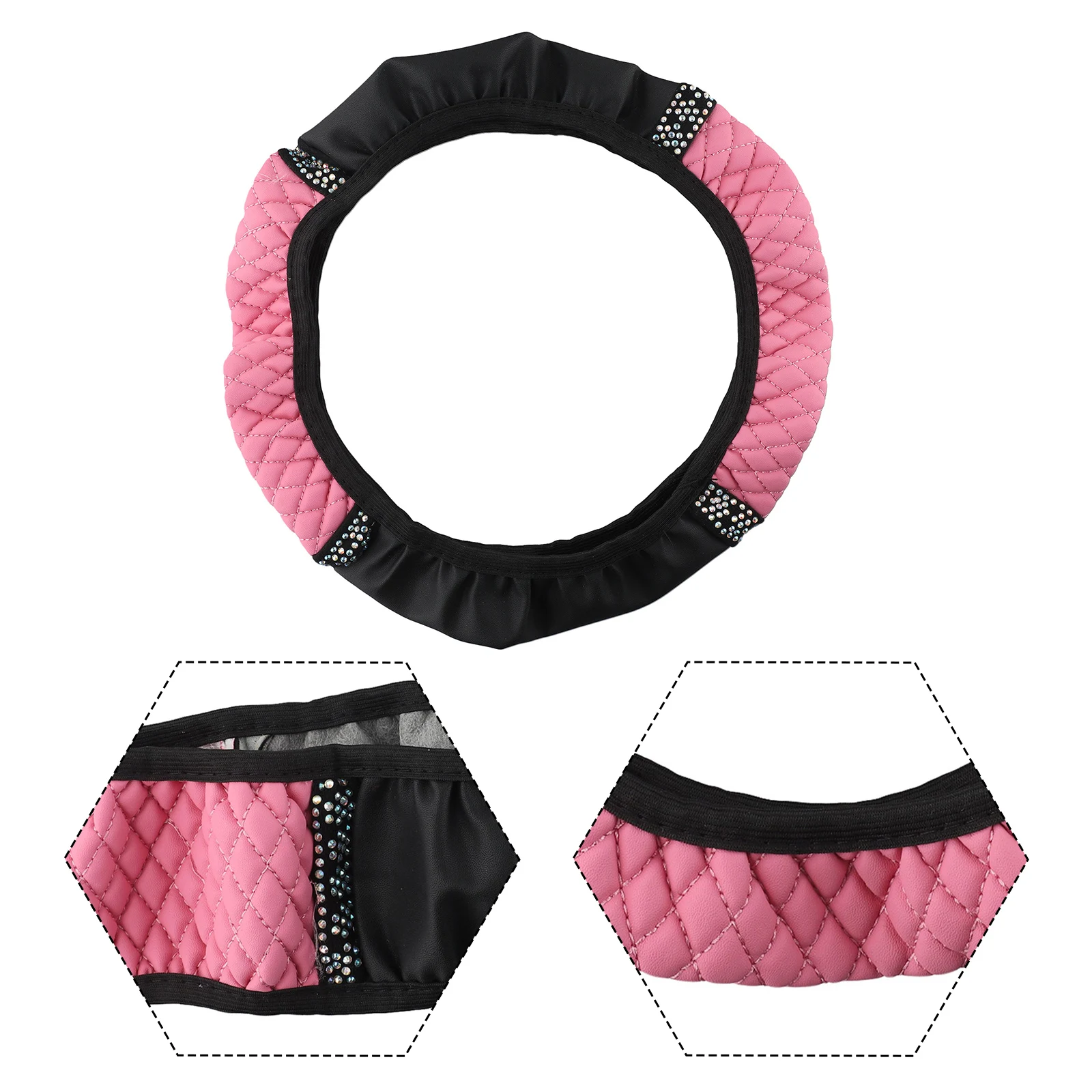 

High Quality Auto Accessories Car Steering Wheel Cover Car Interior Diamond PU Leather UV-Resistant Waterproof