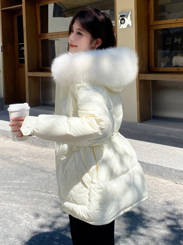 

2024 натуральный мех енота, женская зимняя пуховая куртка, Толстая теплая пушистая парка, женские водонепроницаемые пуховые пальто с капюшоном