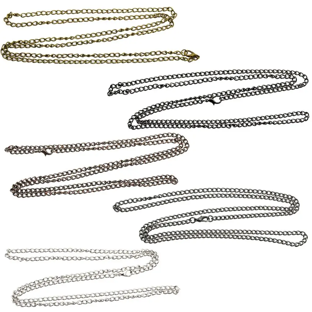 Retro Pocket Watch Chain Curb Link w/ Lobster Clasp 80cm 3mm