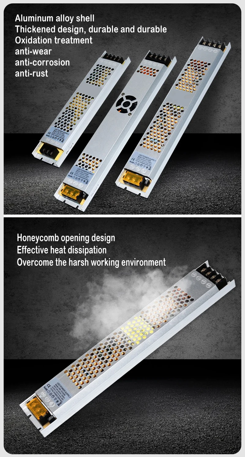 Description Picture 4 of itemLight Strip Transformer Input AC220V Output DC12V 24V Switch Driver 5A 12A LED Light Strip Power Adapter 60W 100W Power Adapter