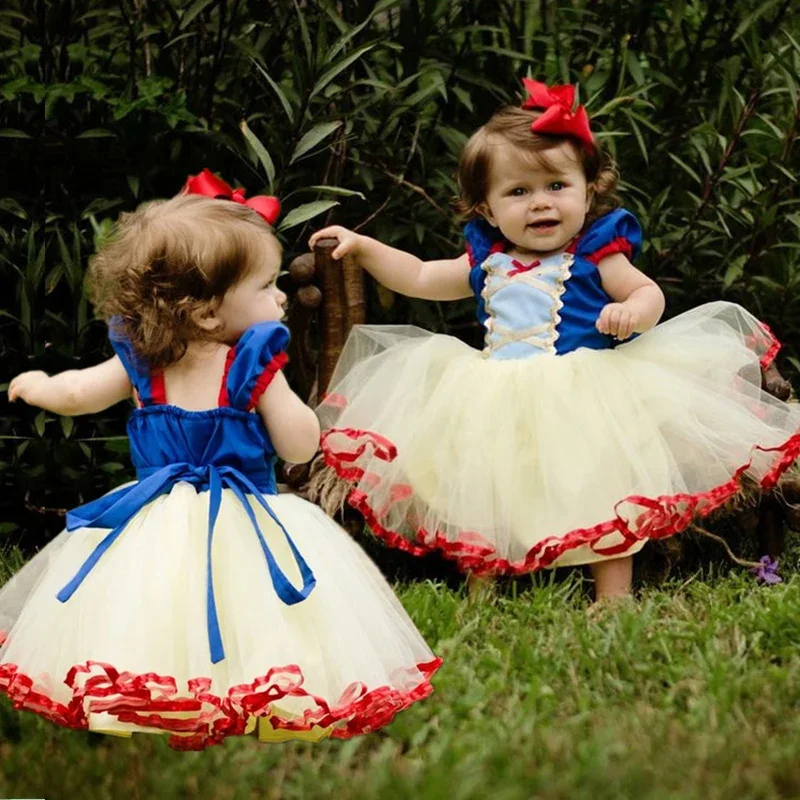 1 Year Old Baby Girls Dress 2nd Birthday Princess Party Dress Cosplay Snow White Costume Infant Robe