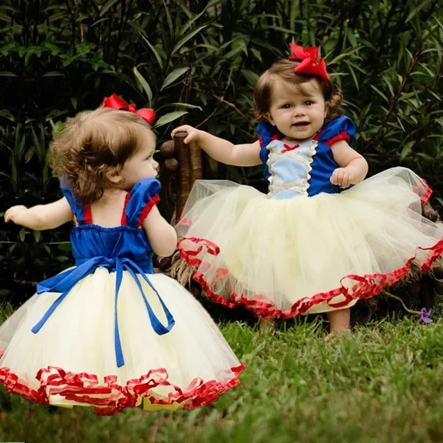 Ropa para niñas pequeñas de 1 año, bonito vestido de 2 ° cumpleaños,  vestido de fiesta de princesa, disfraz de Blancanieves, bata infantil -  AliExpress