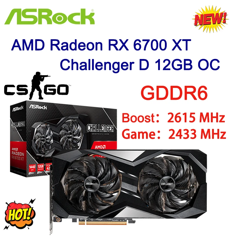 

ASROCK AMD Radeon RX 6700 XT Challenger D 12GB OC 6700XT Pro Placa De Vídeo GDDR6 192-bit PCI Express 4.0 16Gbps Video Cards New