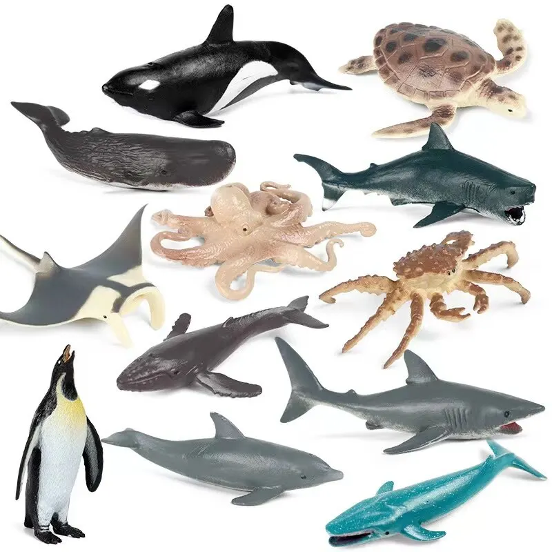 12 Hand-painted Dinosaur Marine Animal Science and Education Model Toys for CHILDREN'S Teaching Aids Recognition Knowledge Objec
