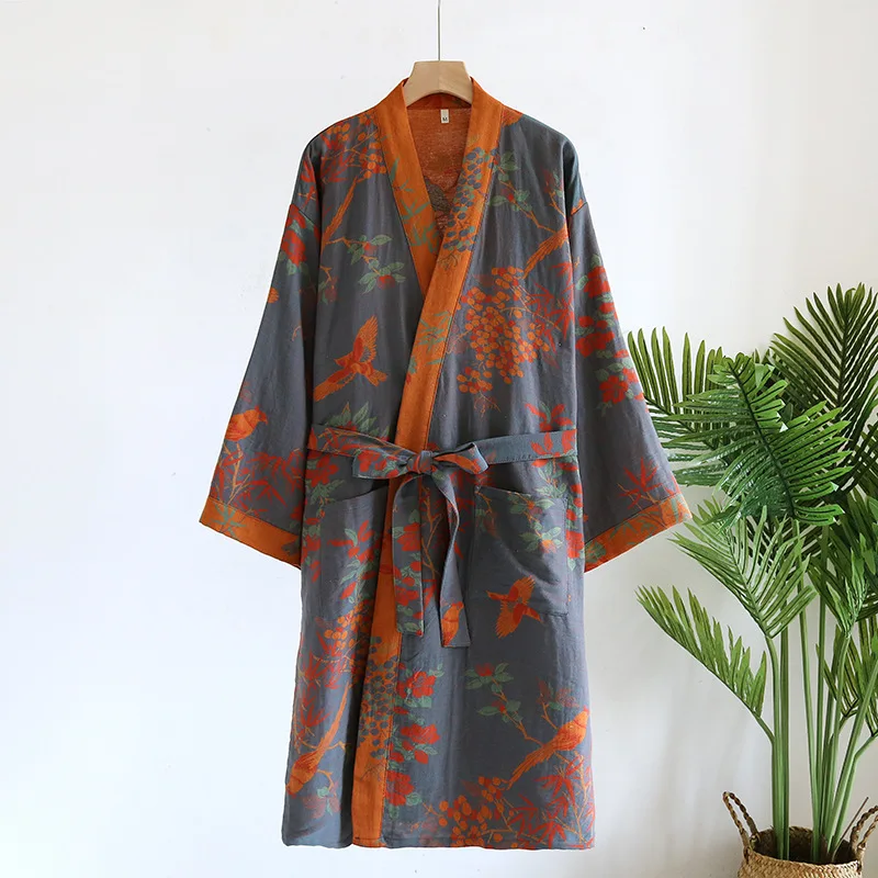 Pure Cotton Sleepwear Women's Bathrobe Clothes For Sleep Floral Autumn Long Sleeve Kimono Robes For Women Gift Wedding