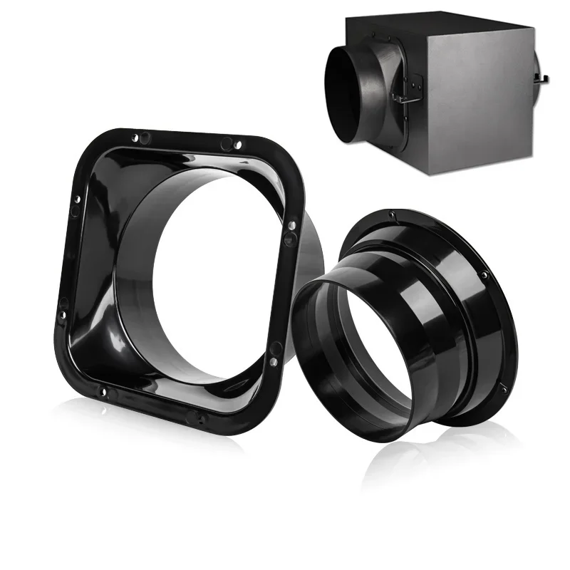 2 Flange Per Tubo Di Ventilazione 100mm - In ABS Nero, Per Aspirazione O Sfiato Asciugatrice