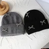 Korean Metal Bow Knitted Hat Ins Style Cute Y2K Girls' Hat Autumn and Winter Personalized Fashion Warm Ear Protection Hat 6