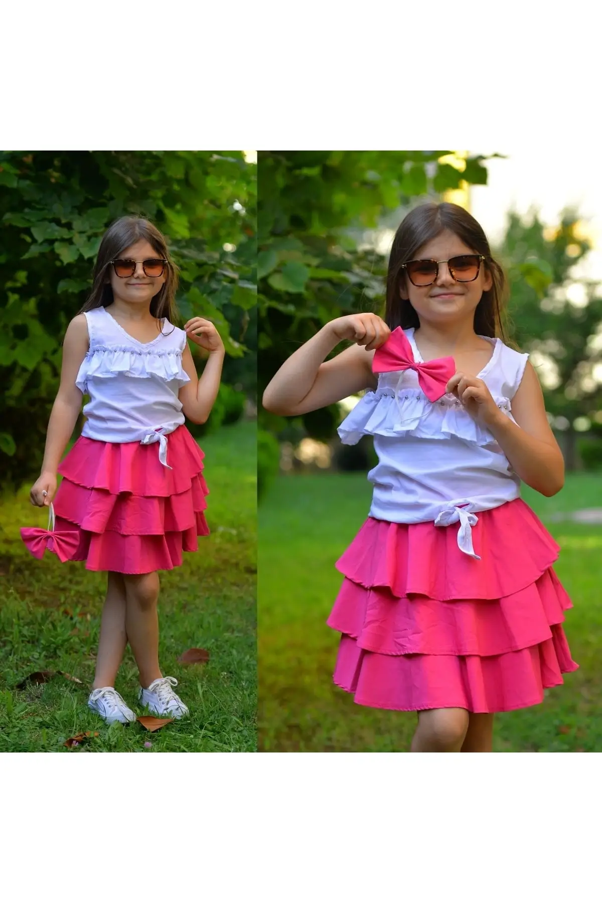 

3-in Style Girl with Ruffled Crowns Knitwear Coat Acrylic Standard Long Short Sleeve Trend Patterned Round Neck Mini Pink