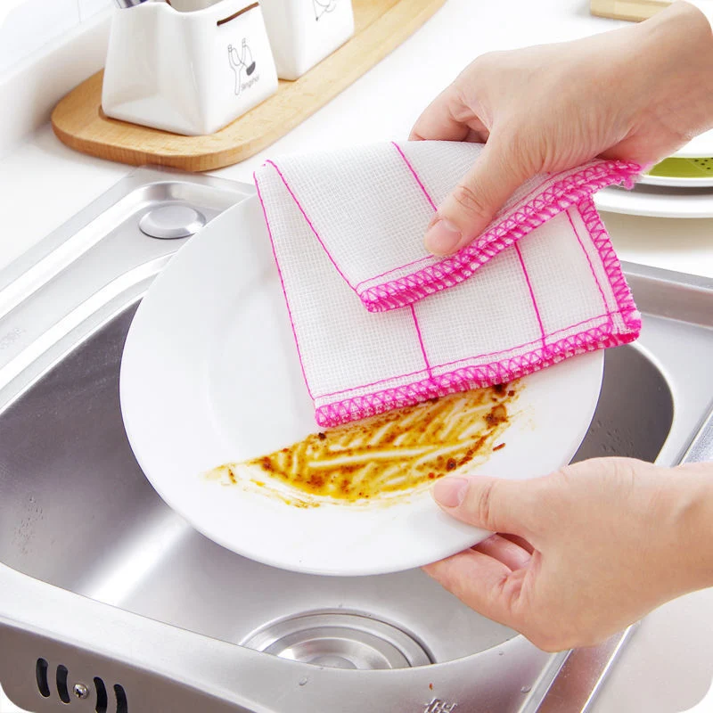 

1PC 28*28cm Yarn Scouring Pad Cleaning Special Absorbent Microfiber Kitchen Cleaning Small Square Towel Bathroom Dishcloth Rags