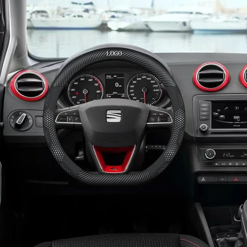 

Car Carbon fiber Suede Car Steering Wheel Cover For Seat FR Cupra IBIZA Leon Ateca Arona Alhambra EXEO Mii Tarraco Toledo Arosa