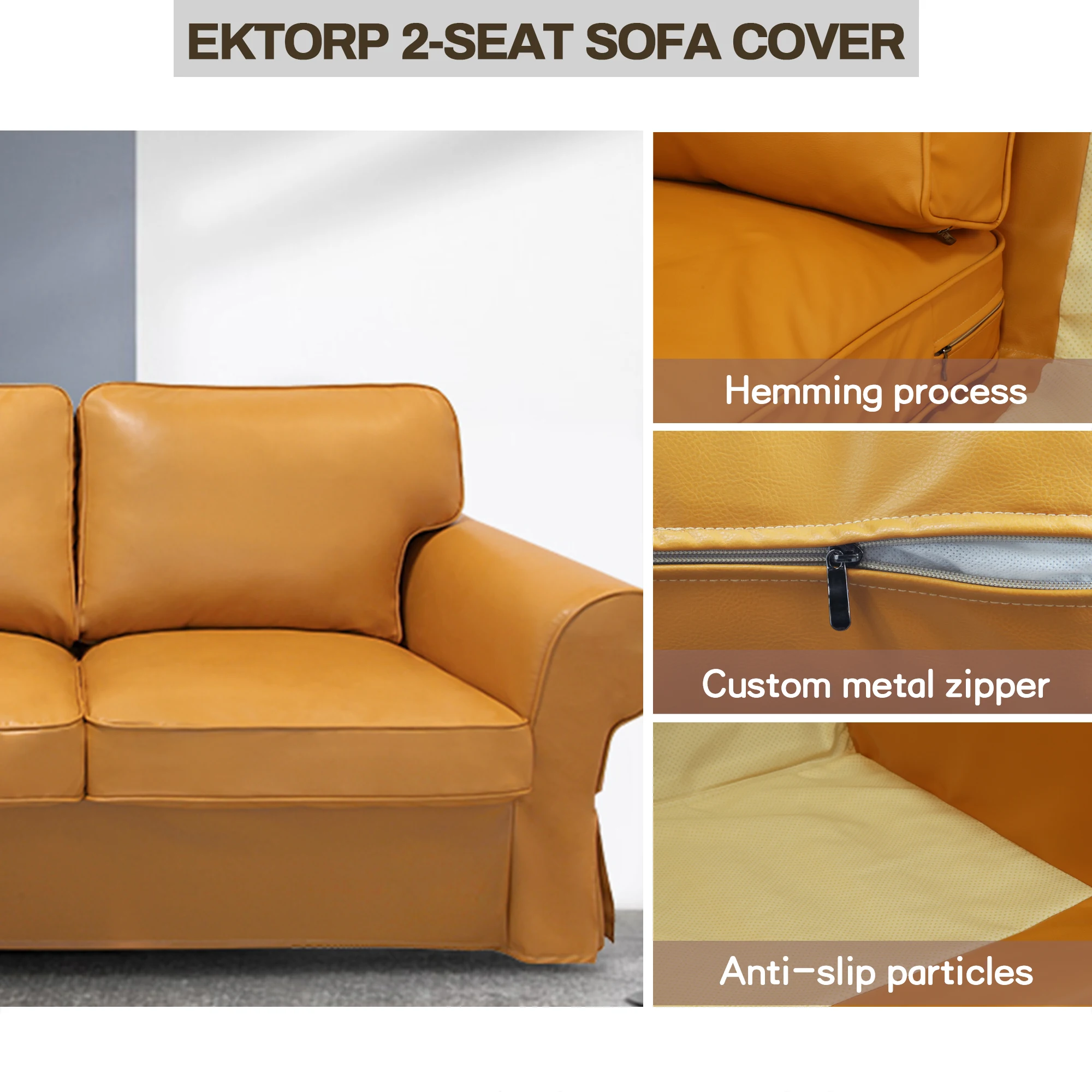 CRIUSJA velvet Couch Covers for Ektorp Loveseat,2 seat  Sofa Covers for 2 Cushion Small Couch, Sofa Slipcovers for Living Room 2