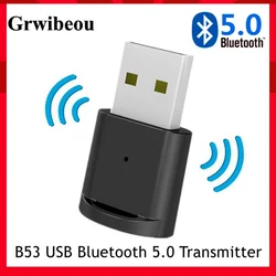 Grwibeou USB Bluetooth 5.0 Dongle Adapter for PC Speaker Wireless Mouse Keyboard Music Audio Receiver Transmitter Bluetooth 5.0