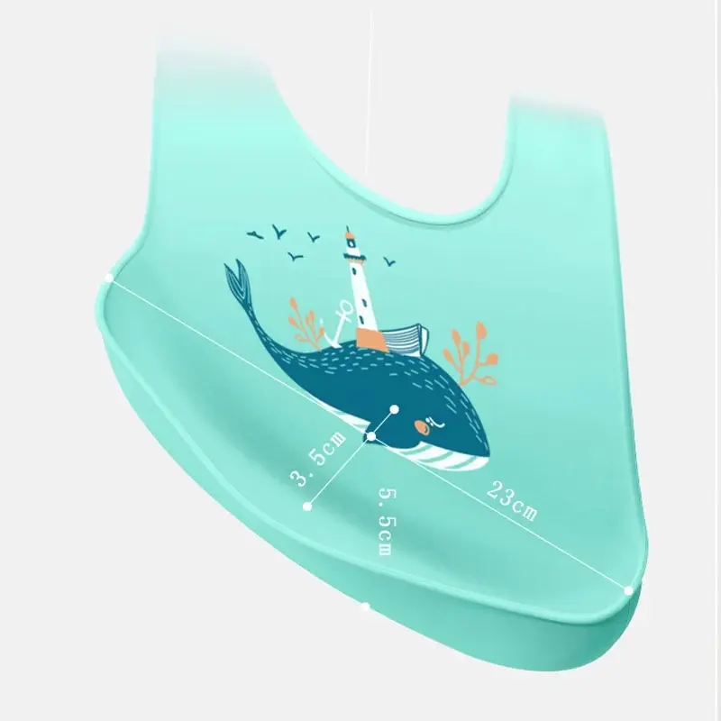 Waterproof Baby Bibs Baby Stuff Cute Solid Printed Kids Bib Girl Boy Adjustable Soft Silicone Bib Baby Feeding Stuff 4