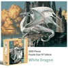 70*100cm 2000pcs Advanced Paper Jigsaw Puzzles White Dragon Animal Painting Stress Reducing Blazing with Color Christmas Gifts 1