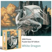 70*100cm 2000pcs Advanced Paper Jigsaw Puzzles White Dragon Animal Painting Stress Reducing Blazing with Color Christmas Gifts 1