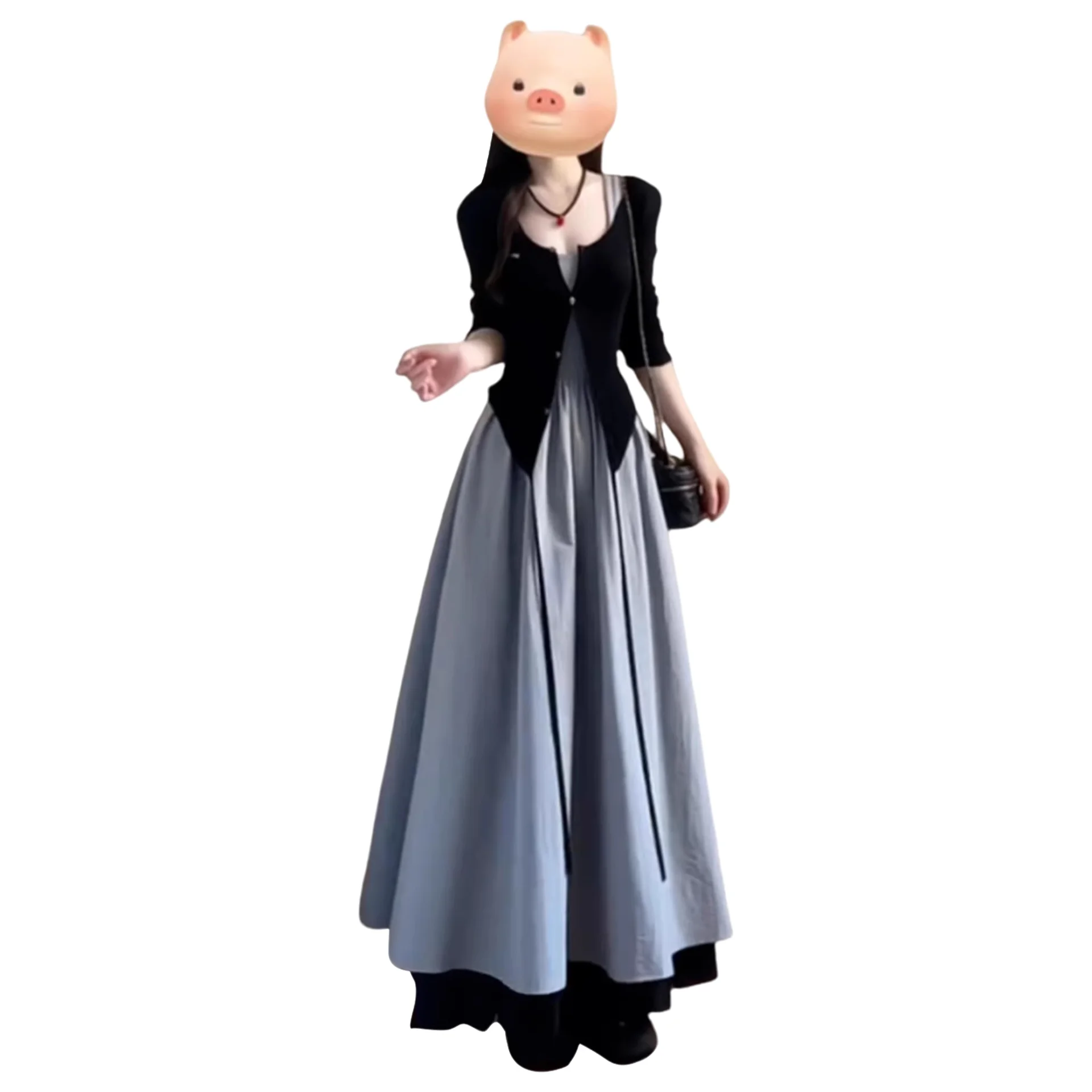 French Style Belted Midi Dress Set Women's Spring Autumn 2026 Elegant Slimming Beautiful Long Skirt Ensemble High Waist Round... 6