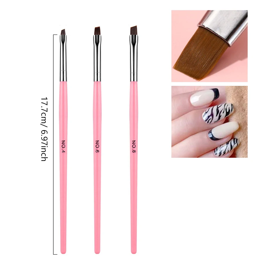 DIY Nail Art Pinsel Set Flachkopf UV Gel Nagelpinsel Malstift Feine Liner Pinsel für Maniküre Design 3/5/6/7 Stk – Detail 2