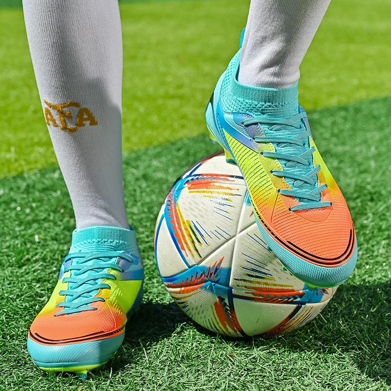 축구화 소사이어티 Tf 롱 스파이크 축구 부츠, 전문 축구화, 야외 잔디 훈련 스니커즈, 풋살 신발