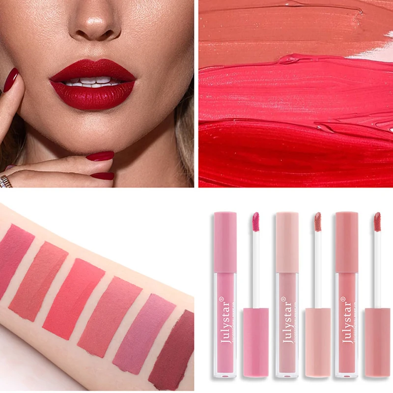 

12 Colors Lip Gloss Lip Plumper Matte Velvet Lip Makeup Liquid Lipstick Women Beauty Long Lasting Waterproof Non-stick Cup