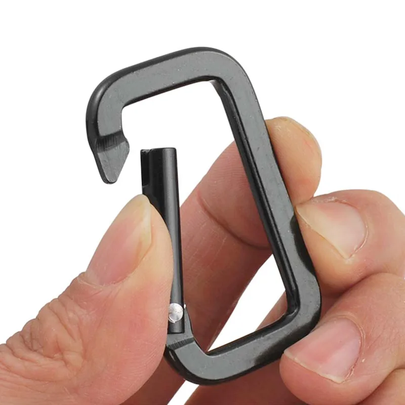 1PC Metal Rectangle Safety Buckle Ring Camping Carabiner Outdoor D Shape Multi-Function Backpack Buckle Chain Ring Loops Clasp