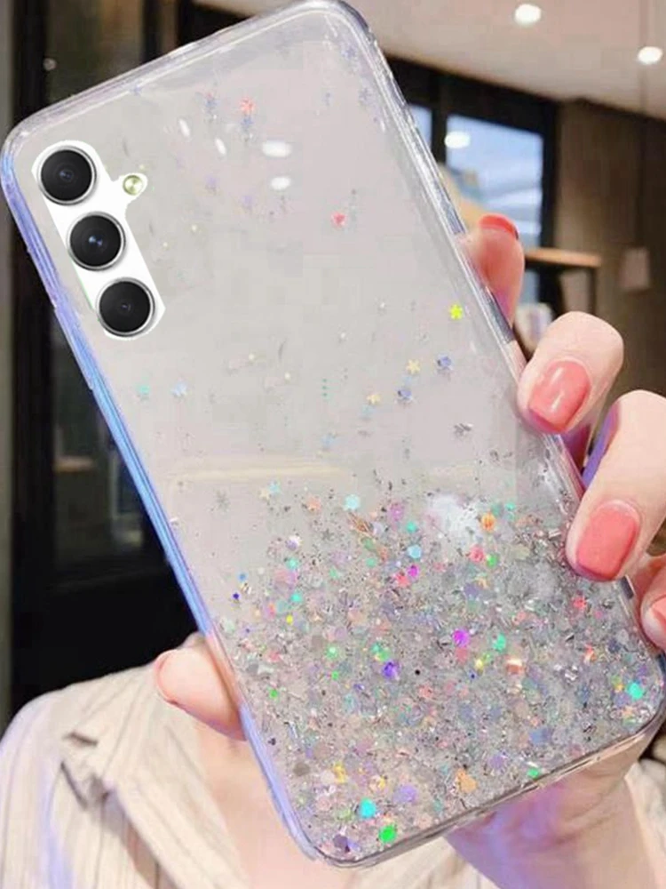 Coque de téléphone à paillettes scintillantes, étui arrière souple et complet pour samsung galaxy A14 A24 A34 A54 S23 ULTRA PLUS + A546B A245f A145F_voghion.com