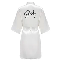 Robe de mariée d'équipe de fête de mariage avec lettres noires, pyjama Kimono en Satin, peignoir de demoiselle d'honneur SP003 2