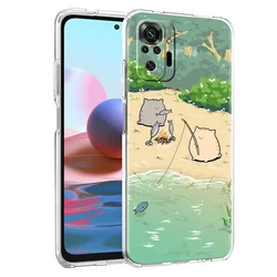 Cat Fishing Design Soft TPU Phone Case Cover for Redmi Note 12Pro 5G (B1)