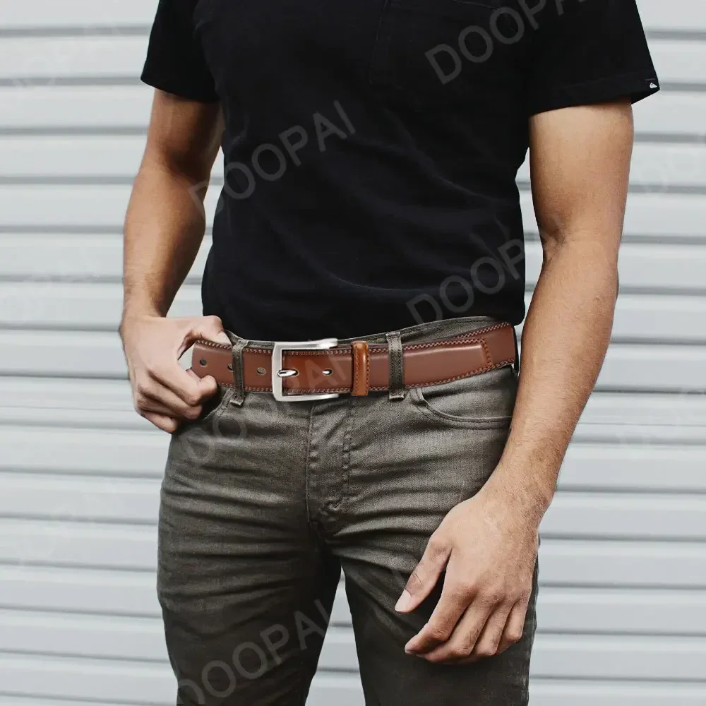 Pin Buckle Metal Automatic Buckle Leather Belt for Men leather belt mens belt waist belt pin buckle belt