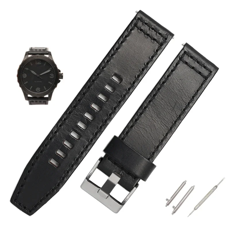 For Fossil JR1354|1487|1424 watchband high quality Retro quick release genuine leather diesel strap black dark brown 22mm 24mm