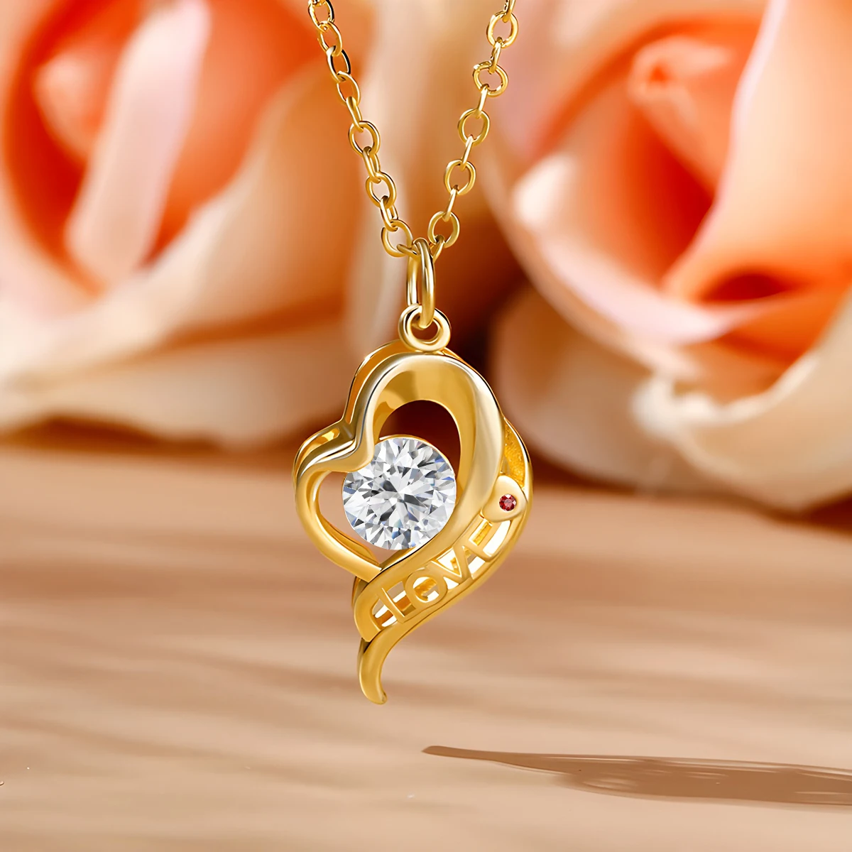 Valentine's Day Love Pendant Real 14K Gold Hollow 1ct Moissanite Diamond Love Knot Woman Wife Fine Jewelry Gift 5