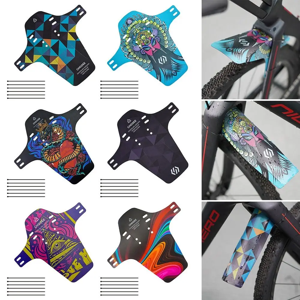 

Printed Pattern Mud Guard Wings Bicycle Parts Easy Fixed Cycling Accessories Front Rear Bike Fenders Universal Mudguard