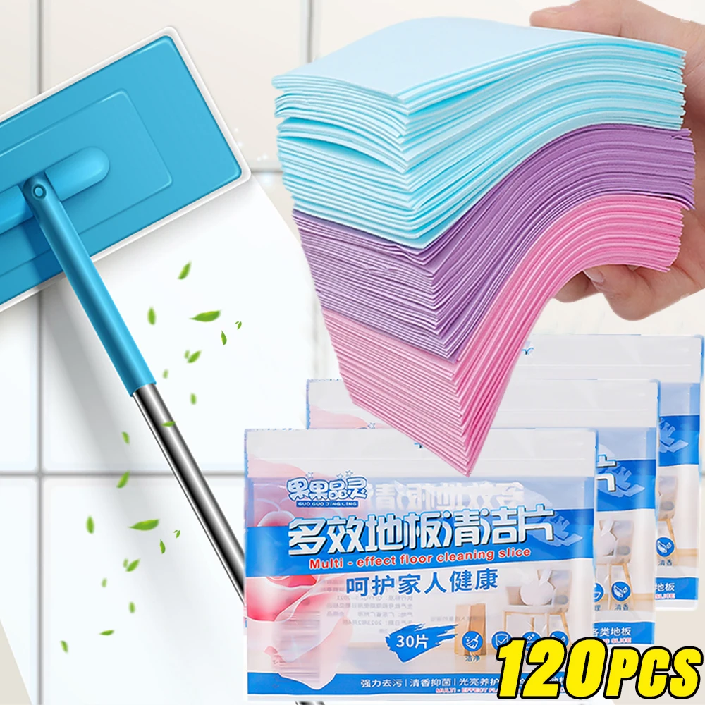 

120/30Pcs Floor Cleaner Sheets Strong Decontamination Tile Floor Mopping Cleaning Tablets Papers For Bathroom Cleaning Supplies