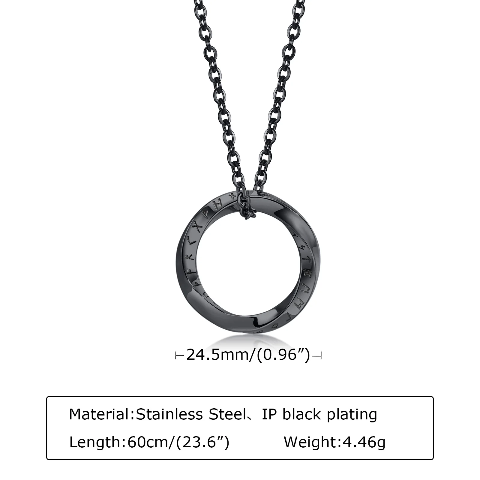 Vnox Retro Niche Viking Mobius Necklaces For Men Stainless Steel Round Pendant With 60cm Rope/Metal Chain Four Color Choose