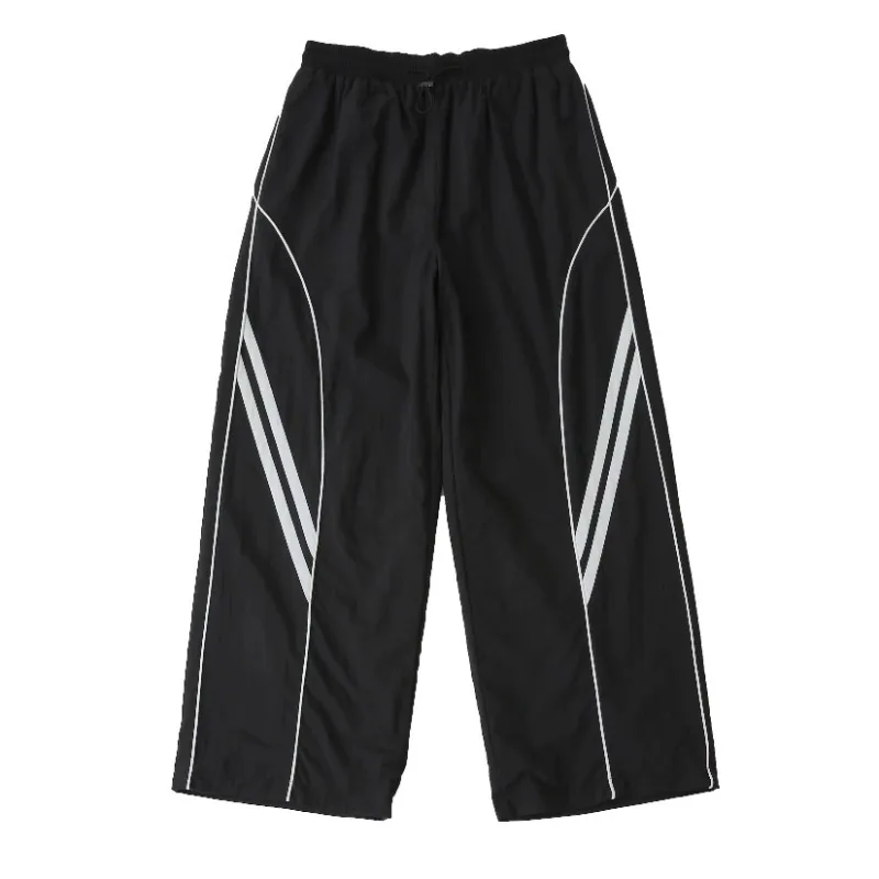 Deeptown Black Baggy Casual Parachute Pants Women Autumn Harajuku Stripe Sweatpants Korean Fashion Vintage Jogging Female Hippie