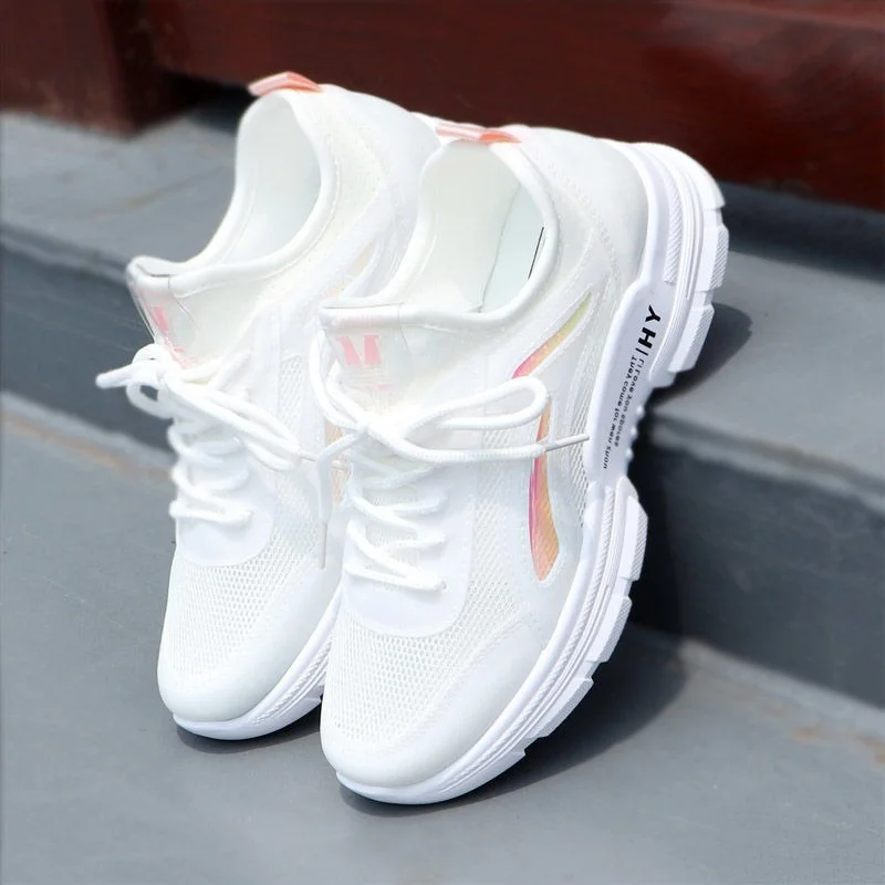 

Кроссовки женские сетчатые на шнуровке, легкие дышащие, Вулканизированная подошва, повседневная спортивная обувь для студентов, лето