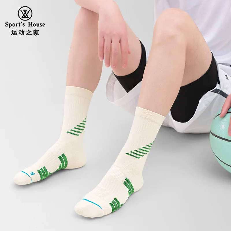 Men's Mid-tube Breathable Towel Bottom Elite Basketball Professional Sports Socks Anti-slip Anti Bacterial And Sweat Absorbent