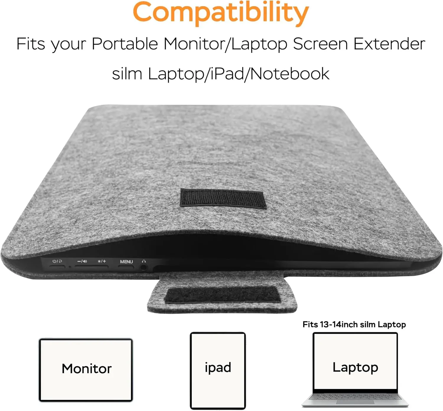Sleek Felt Tablet Protective Sleeve - Shockproof Carrying Pouch